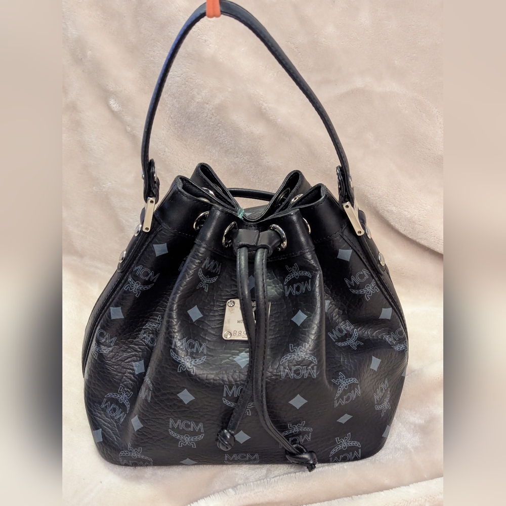 LUX412: MCM Visetos Bucket Bag In Black (Preloved)